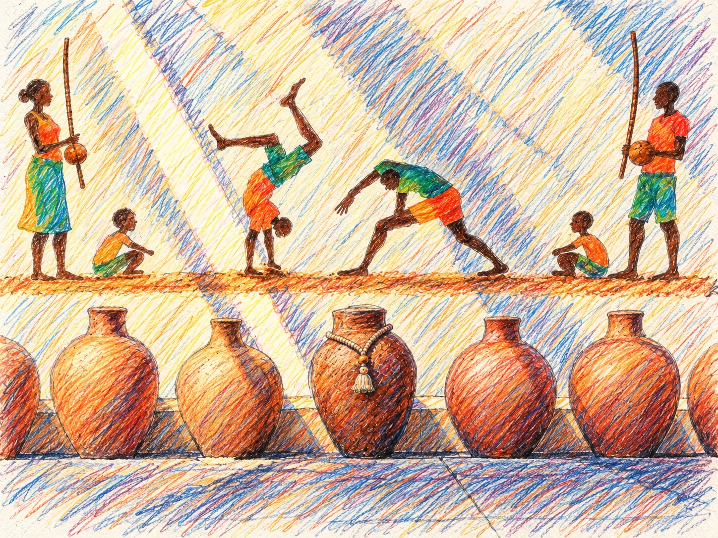 Ilustração de uma roda de capoeira
